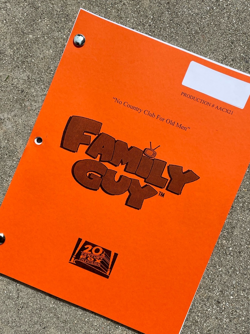 Family Guy 2012 Production Used Table Draft Script No Country Club For Old Men